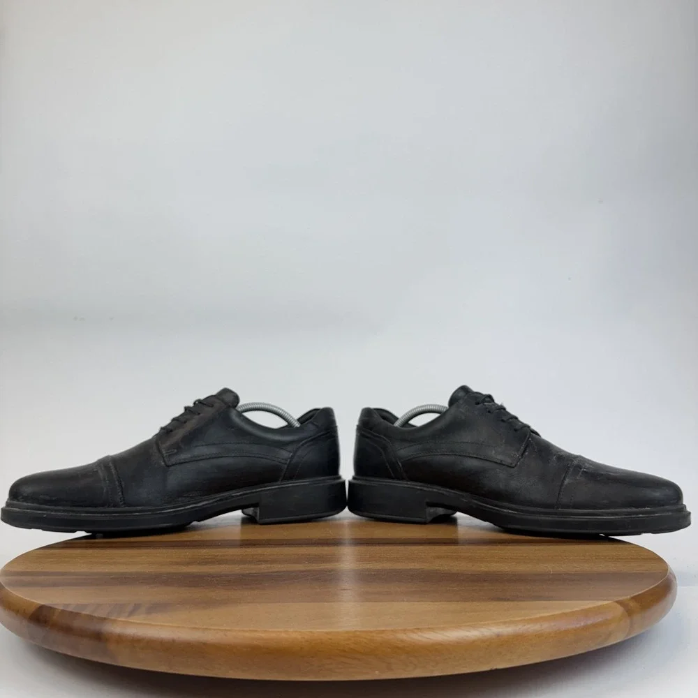 Mens Ecco Helsinki 2.0 Black Leather Cap Toe Derby Comfort‎ Sneakers Size EU 44